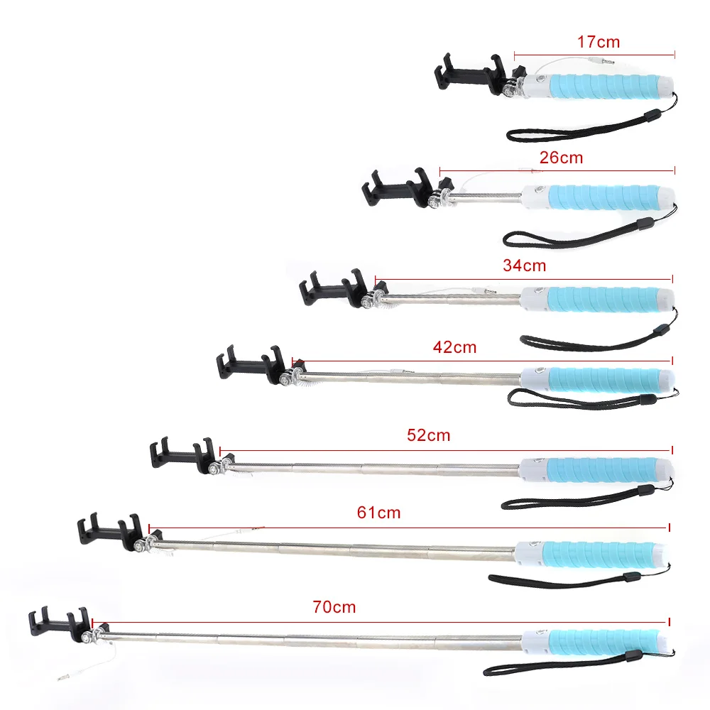 

Wired Cable Extendable Foldable Remote Shutter Selfie Stick for iPhone Samsung Sony Smartphones Selfie Stick