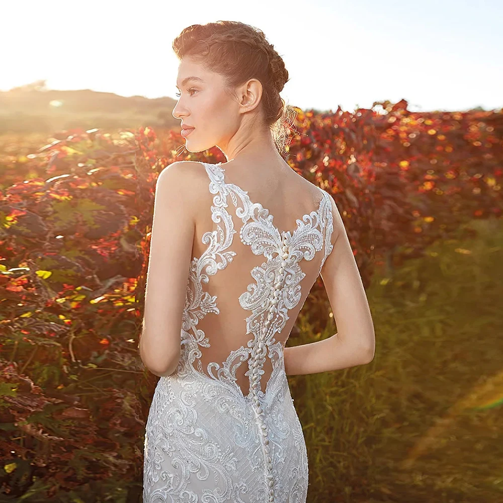Vestido de Novia sirena/свадебные платья русалки с v-образным вырезом и открытыми плечами с аппликацией из тюля, Роскошные свадебные платья Suknia Slubna