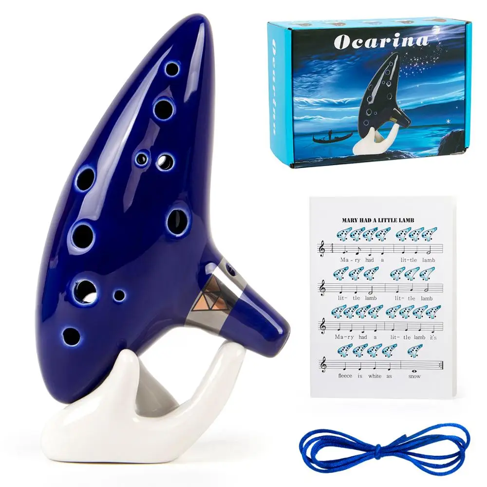 

Kmise Ocarina 12 Tones Alto C with Song Book Display Stand Neck Cord