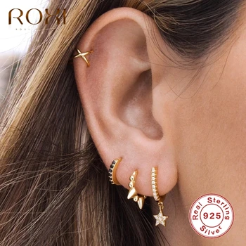 

ROXI Shiny U Shape Hoop Earrings for Women Girls Pendant Stars Zircon Crystals Wedding Earrings 925 Sterling Silver Jewelry