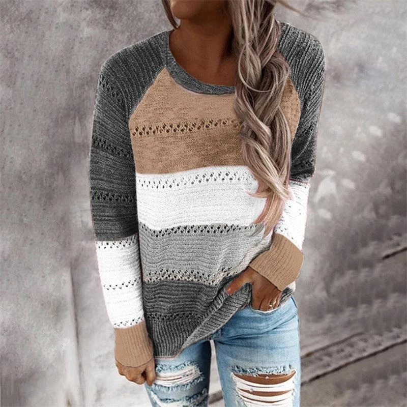 cable knit sweater Women Sweater Stripe Knitted Basic Vintage Cheap Top Women Korean Popular Women's Sweaters 2022 Leisure Chic Knitwear Female brown sweater