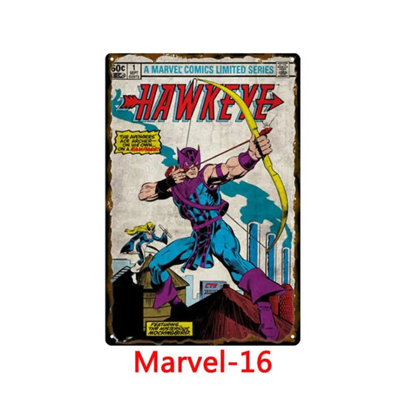 Герой Marvel комиксов Железный человек металлический знак Ретро металлический оловянный плакат с подписью доска для паба металлический винтажный домашний Декор стены искусства бар украшения