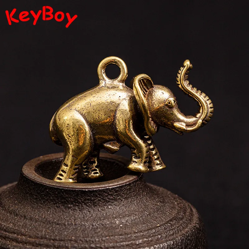 Твердый металлический латунный слон детский брелок чистая медь кулон в виде