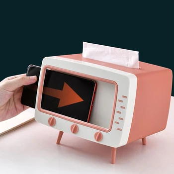

Mobile phone holder tissue storage box TV Tissue Box Dispenser Storage Napkin Case with Mobile Phone Holder Home BJStore