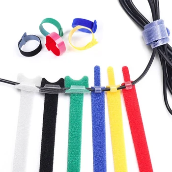 

10/20/50Pcs Reusable Black Cable Cord Nylon Strap Hook Loop Ties Multiple Colour Tidy Organiser Tool Hook And Loop Cable Ties