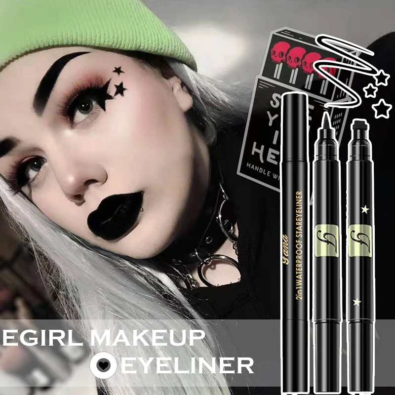 Egirl Eyeliner Makeup Easy To Wear Heart Shape Eyeliner Stamp Seal  Waterproof Black Liquid Eyeliner Pen E Girl Makeup Look - Eyeliner -  AliExpress