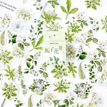 Étiquette autocollante Kawaii Scrapbooking, Scrapbooking, Kawaii, mignon, fleurs de gardénia, pour Journal intime, agenda, papeterie de décoration, 46 pièces