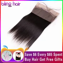 Bling Hair Remy 360 фронтальная кружевная застежка бразильские прямые человеческие волосы с детскими волосами свободная часть натуральный цвет 8-22 дюйма