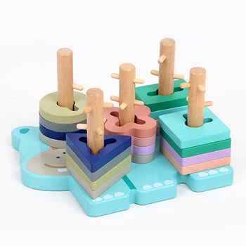 

Kids Toys Wooden Toy Blocks Animal Hippo Educational Toys Geometric Shape Matching Toys for Children Juguetes Educativos