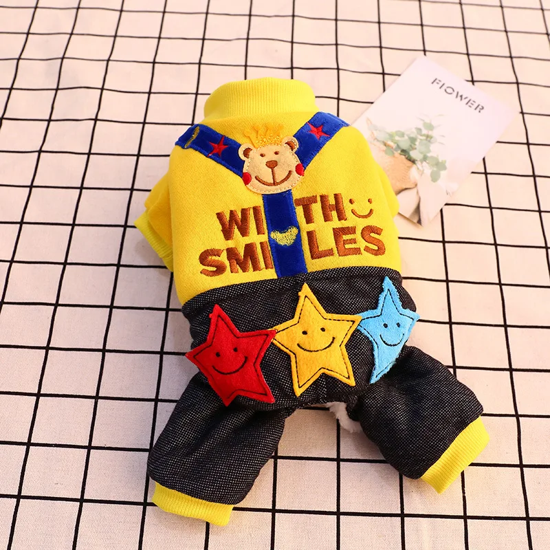 New Fall/winter Casual Styles Cute Pet Dog Clothing Thicken Warm The Four Feet Garments Small Medium-sized Pet Dog Clothing