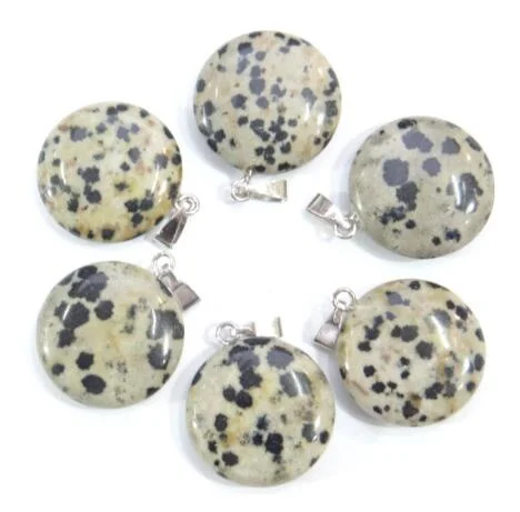 

wholesale 24pcs high quality natural stone round Dalamatian jaspers pendants for DIY Necklace making jewelry Accessories