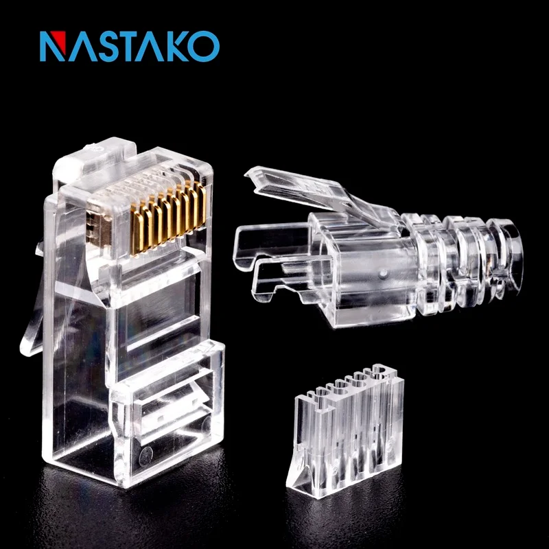 Nastako コネクタケーブルcat6 rj45,50/100 pcsutp,イーサネットジャック8p8c,ネットワークcat6モジュール