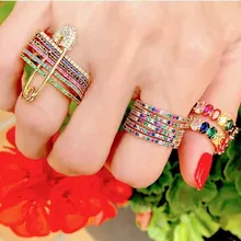 Комплект изящных широких золотых колец на палец для женщин с