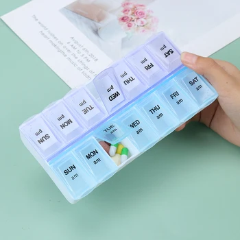 

7/14 Grids 7 Days Weekly Candy Pill Case Medicine Tablet Dispenser Carry Pill Box Splitters Pill Storage Supplies