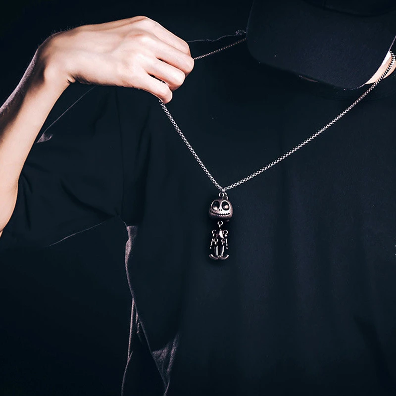 

Hip Hop Fashion Alien Pendant Necklace Men Vintage Silver Titanium Steel Chian Pendant Necklace For Men Party Jewelry Gift