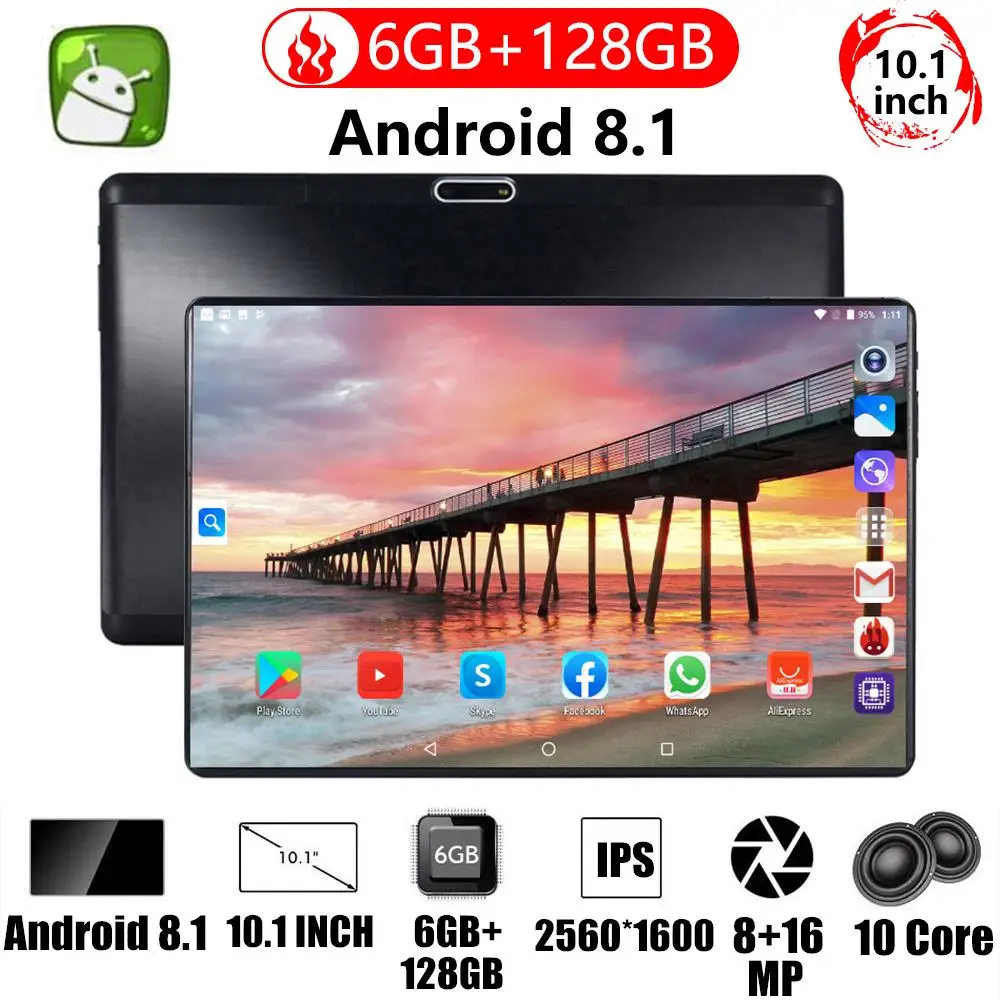 10 pulgadas Tablet PC Dual SIM 4G LTE FDD 6GB RAM 128GB ROM IPS regalo 5.0MP GPS WiFi Bluetooth 4G tabletas 10 10,1
