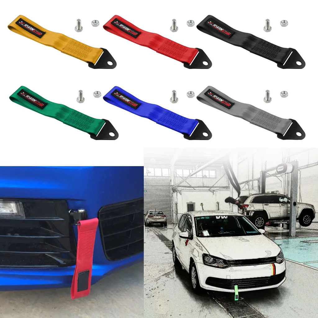1 Pcs Car Automotive Tow Strap Set Front/Rear Bumper Hook 10000 LBS For Hanging Tow Hook Ornaments Or Strapping Down Your Ride