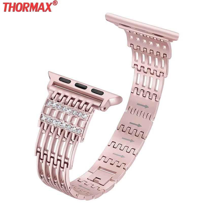 

Diamond Stainless Steel strap for Apple Watch band 38mm/42mm/40mm/44mm wristband women bracelet iWatch band Series 5 4 3 2 belt