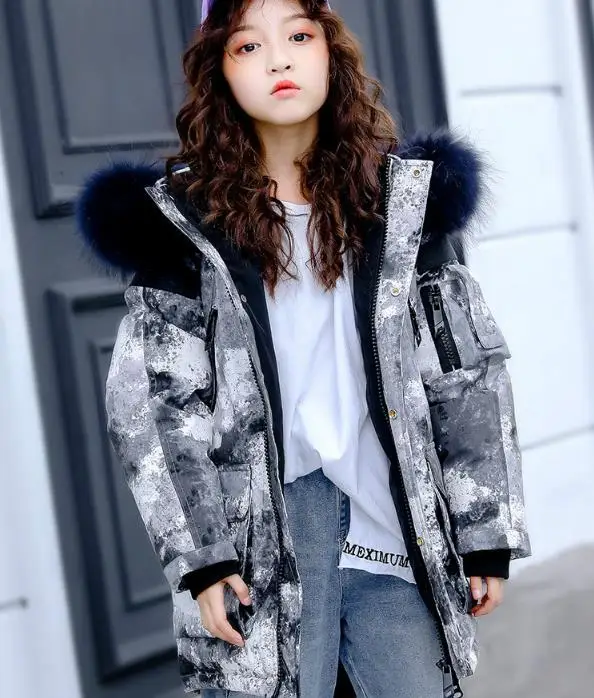 New kids desingers jackets boys girls Mixed color trend military green wind fashion down Camo abstract thickened thermal zipper