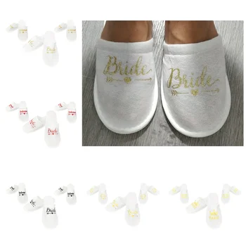 

Combination 3 Pair Wedding Bridesmaid Gift Team Bride To Be One-time Soft Slippers Bride Hen Party Supplies Wedding Decoration