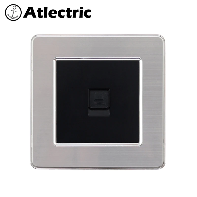 Atlectric компьютерный ТВ-порт Коаксиальная муфта Rj45 Ethernet настенная розетка двойной Rj45 порт розетка из нержавеющей стали панель розетки,socket