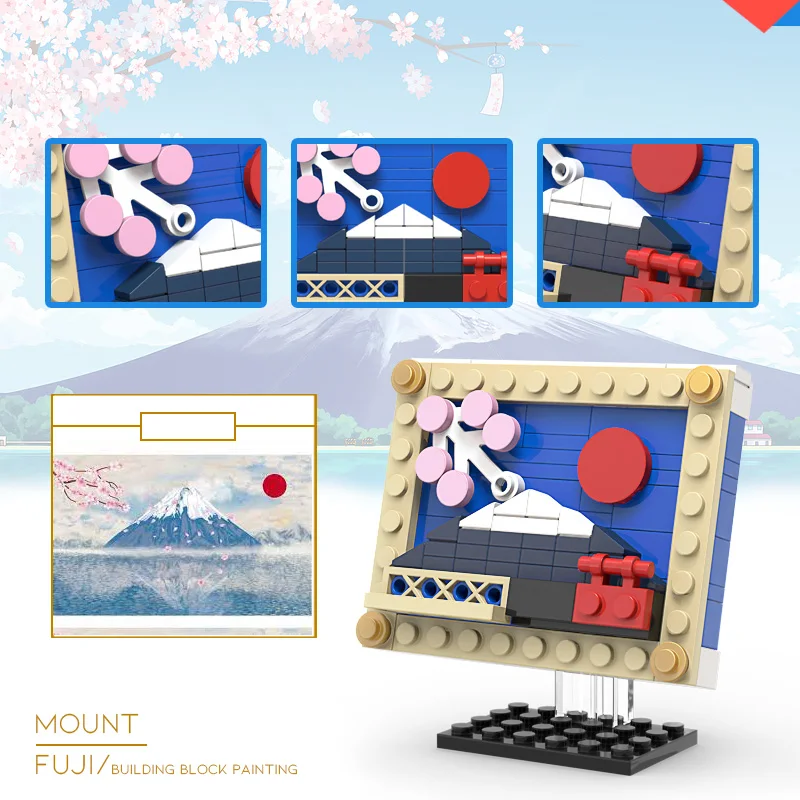 Toy Brick MOC World Famous Mount Fuji scenery Van Gogh Sets Model Building Kits Blocks Toys FOR Chilaren Girl Friends Bricks Art | Игрушки и