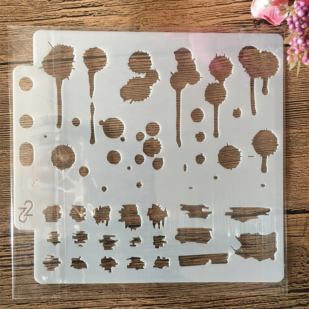 9 개/대 14cm 빈티지 기하학 단어 DIY 겹쳐 스텐실 페인팅 스크랩북 색소 엠보싱 앨범 장식 템플릿