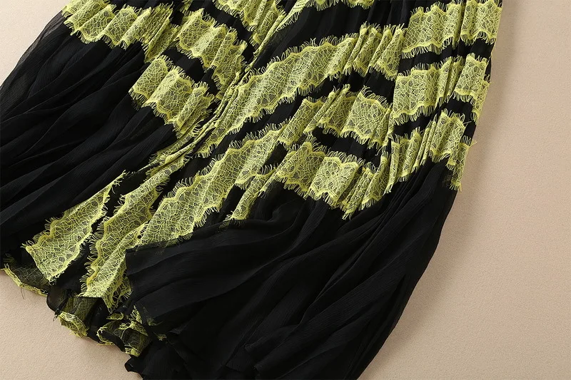High-end dress summer new European and American silk lace v-neck dress