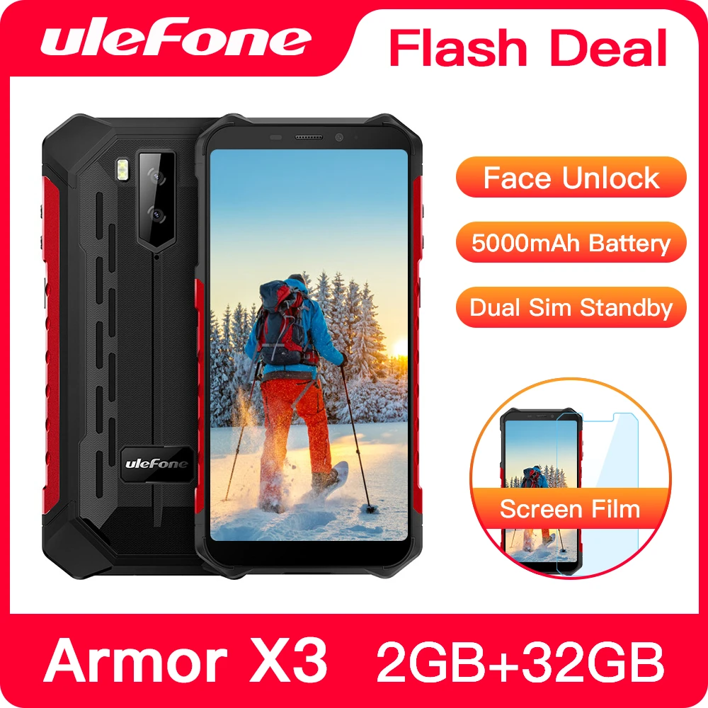 cellphones for gaming Ulefone Armor X3 Rugged Smartphone Android 9.0 IP68 Android 5.5" 2GB 32GB 5000mAh 3G Rugged Cell Phone Mobile Phone Android best dual sim cell phone
