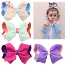 Корейский стиль, двойной слой, средний, 10 см, Высококачественный шелк, экологически чистый, детский, женский, заколка-бабочка, синий, большой F