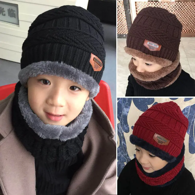 Children's hat Autumn winter 2 years old 3 boys 4 girls Woolen scarf set 6 children 5 winter 9 parent-child hat