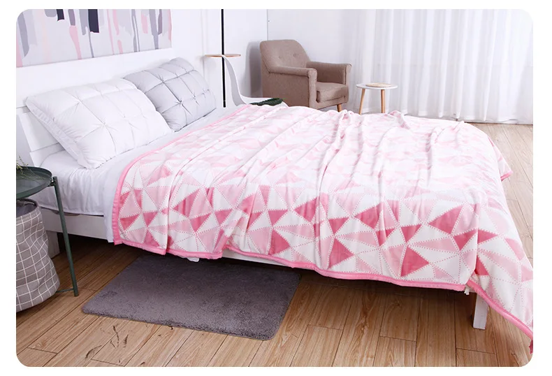 Теплое одеяло из кораллового флиса с геометрическим рисунком, Фланелевое детское одеяло, воздухопроницаемое одеяло для сна