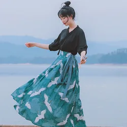 Costume pour femmes Hanfu, Cosplay Oriental ancien, haut et jupe, deux pièces, vêtements chinois, Kungfu, robe d'été 
