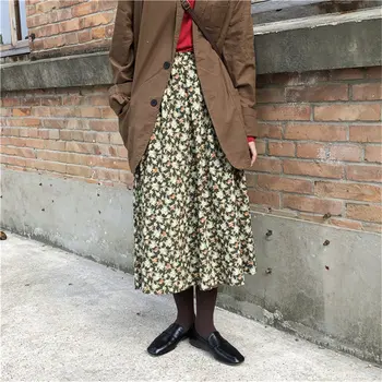 

ZCWXM Sweet Elastic Waist Florals Chic 2020 Hot All Match Women Stylish Vintage Casual Slender High Waist Gentle Long Skirts