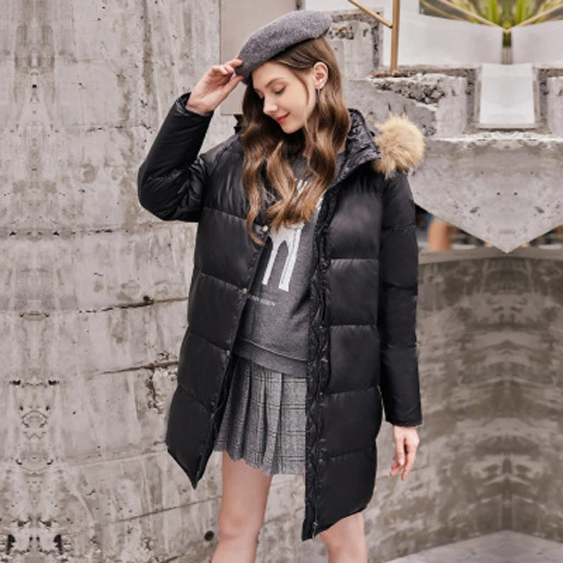 Latest Woman Autumn winter Fashion cotton Down Jacket long Parkas warm Coat Female winter jacket woman clothes - Цвет: Черный