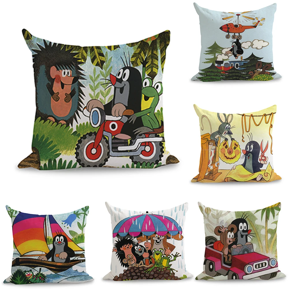 

Czech Cartoon Comics Krtek Mole Pillow Euro Cover Decorative Massager Decorative Pillows Home Decor Gift