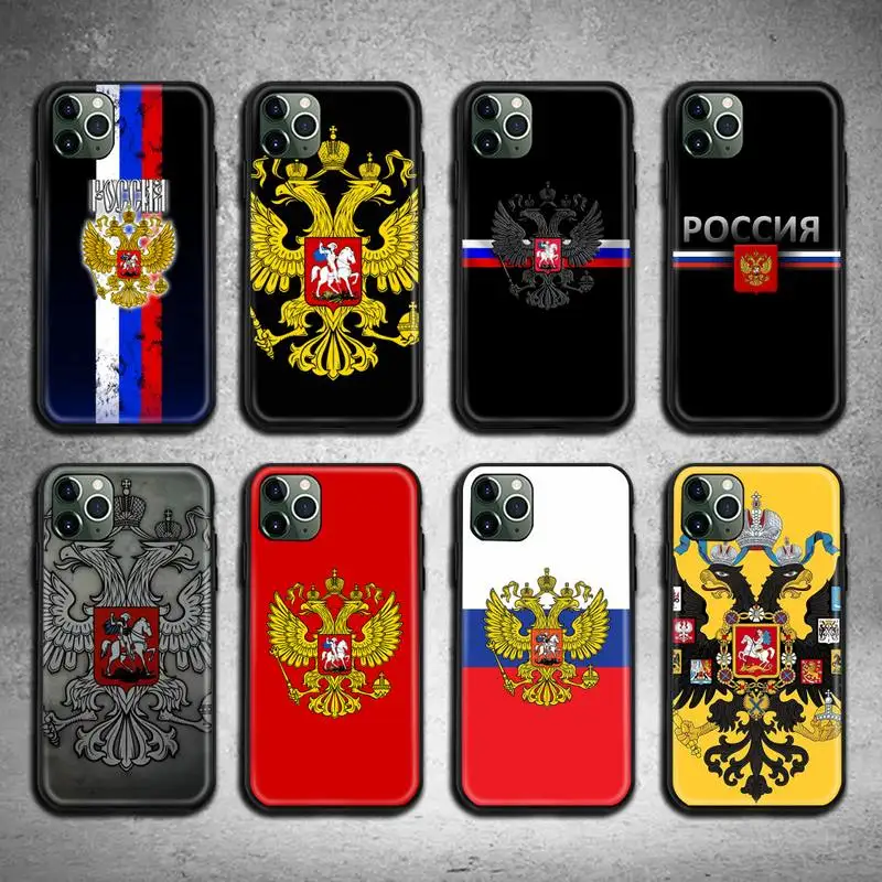 Чехол для телефона с российским флагом и государственной эмблемой iphone 12 pro max 11 XS