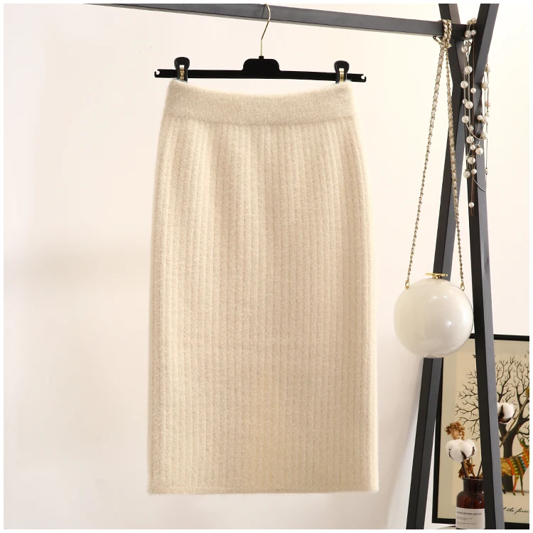 Korobov Korean Thick A-line Short Winter Basics Skirts Vintage Mohair Warm Solid Saias Stretch Button Faldas Mujer 79247