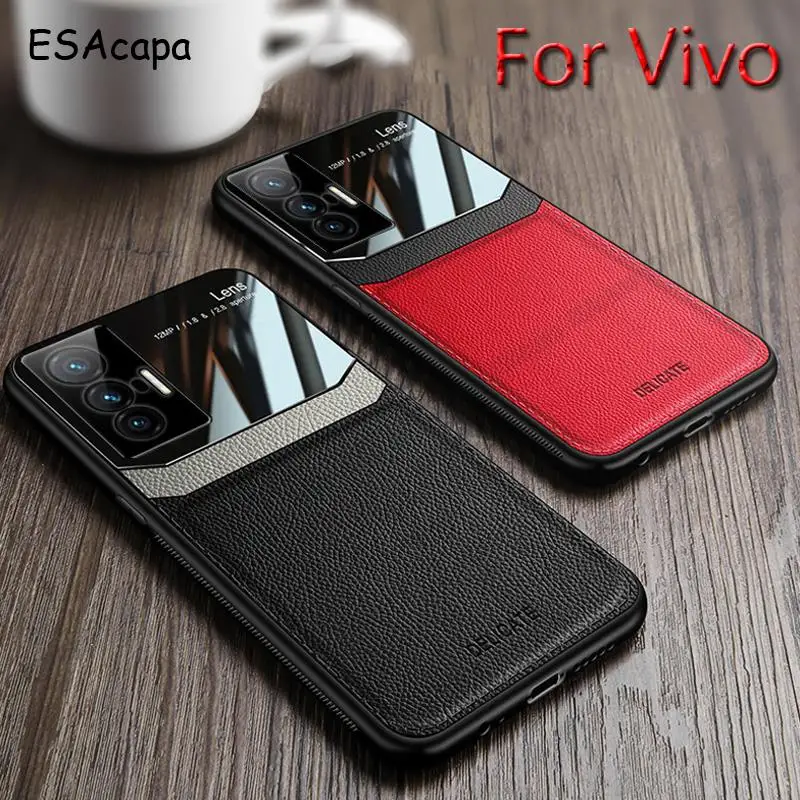 Plexiglass Protection Camera Lens Phone Case For Vivo X70 Pro Plus Ultra-thin Leather Shockproof Cover V2145A | Мобильные телефоны
