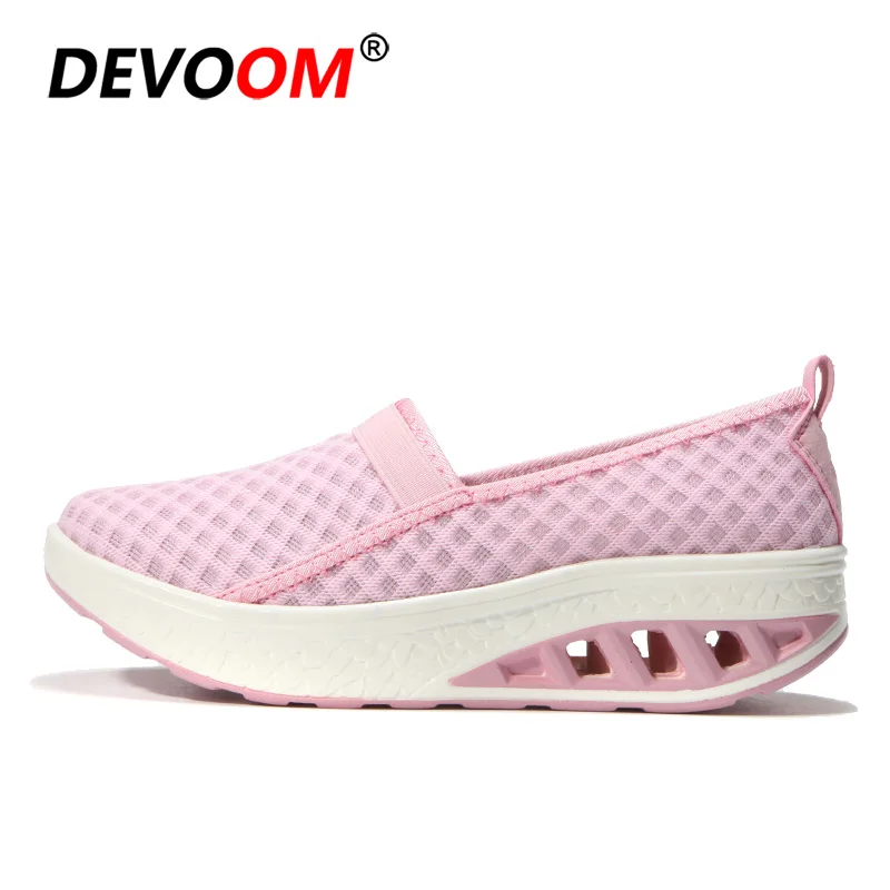 Новинка; женская обувь на платформе; обувь для фитнеса; легкая дышащая Спортивная обувь для похудения; женские кроссовки; 42 - Цвет: Розовый