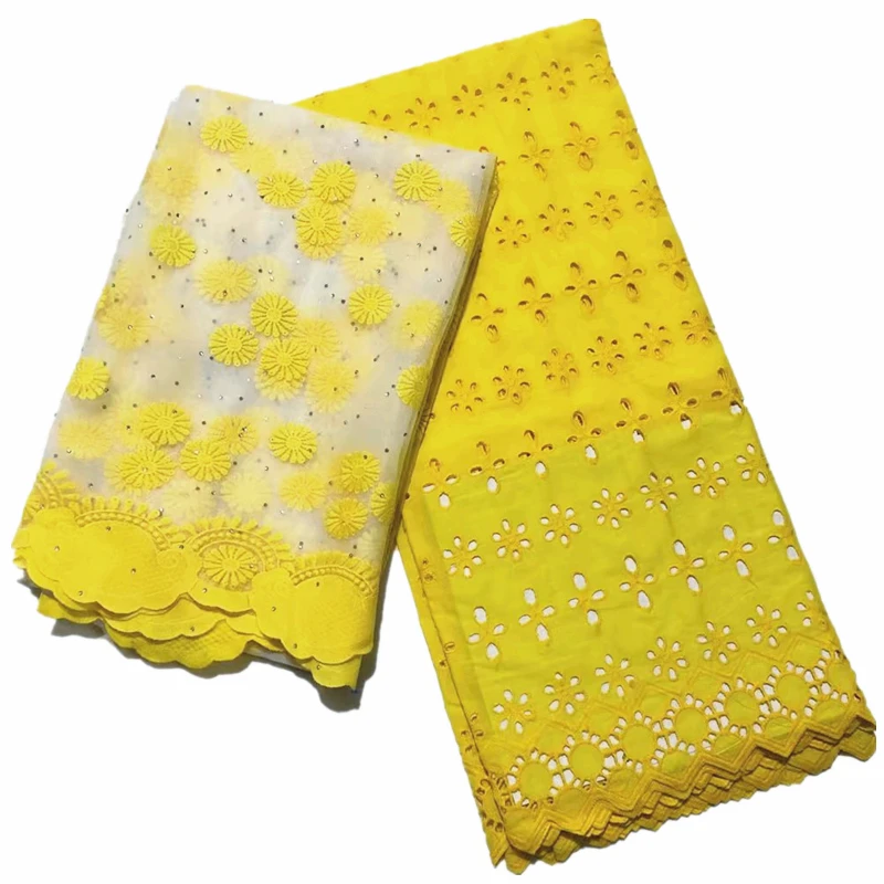 

Swiss Lace in YELLOW color African lace fabric for wedding french net lace fabric with rhinestones