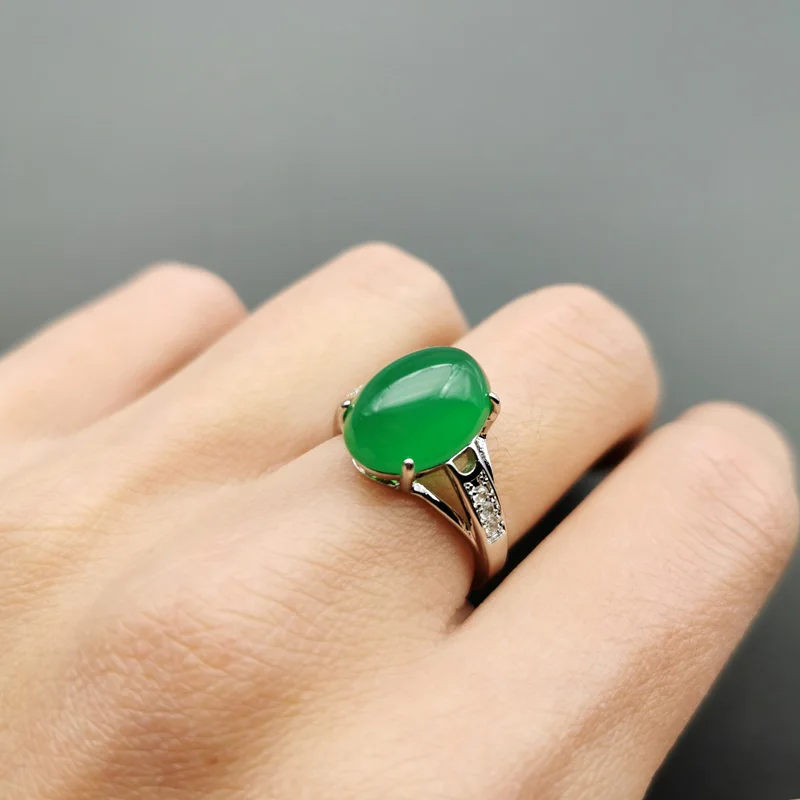 Jadery Vintage 925 Ring Natural Green Jade Wedding Engagement Gemstone Rings For Women Sterling Silver Jewelry anillos | Украшения и