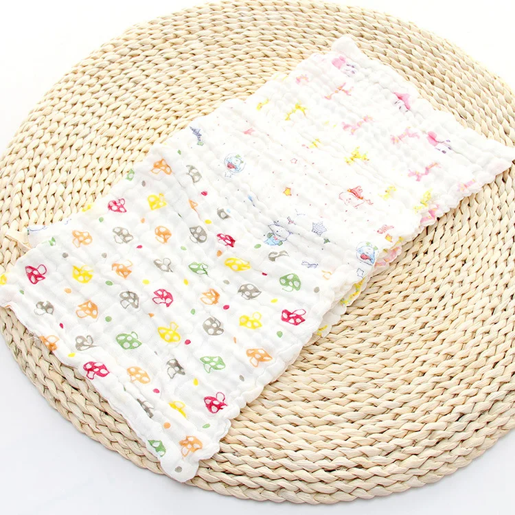 Printed Washing Gauze Bibs Wholesale Six-layer Gauze Baby Face Wash Kerchief Newborns Handkerchief Feeding Towel