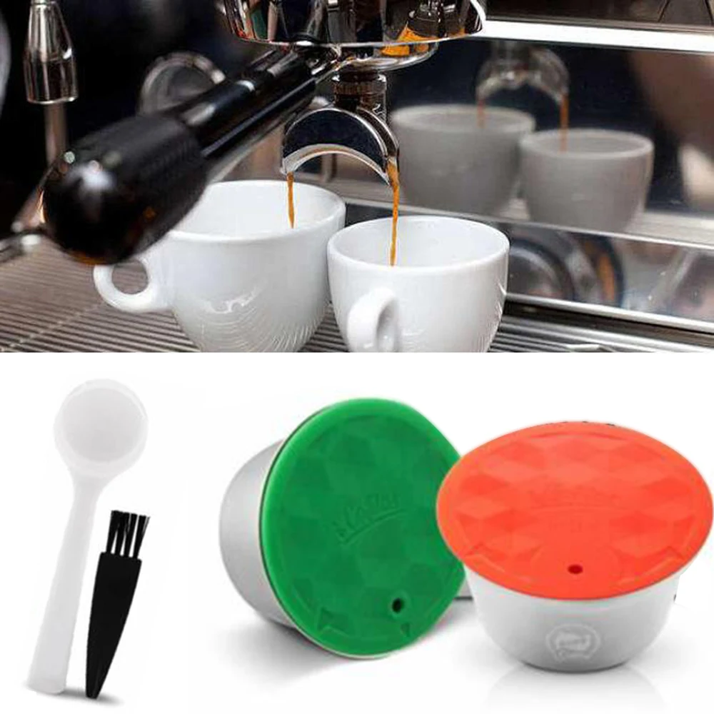 Stainless Steel Reusable Refillable Coffee Pod Capsule for Dolce Gusto Durable coffee capsule+milk capsule+Spoon+Brush