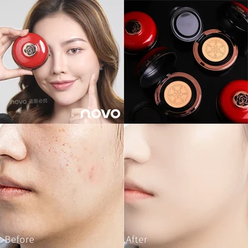 

NOVO Brand Air Cushion Foundation Base Makeup Oil-control Concealer Waterproof Natural Whitening Lasting Brighten Skin Beauty