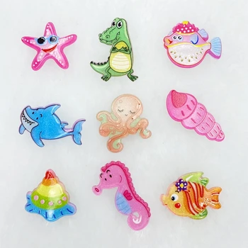 

10pcs/lot kawaii Acrylic Cute Shining Ocean Series flatback cabochons For Hair Bow Centers DIY Scrapbooking Decor C33