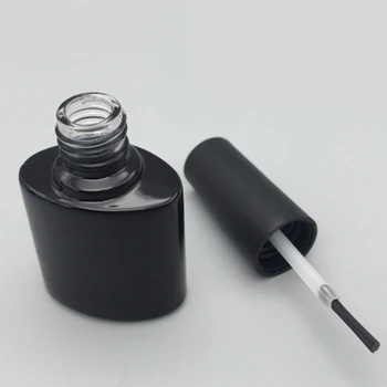 

5pcs 10ml Nail Polish Black Bottle with Brush Inside Clear Nail Polish Container Bottles Makeup Tube