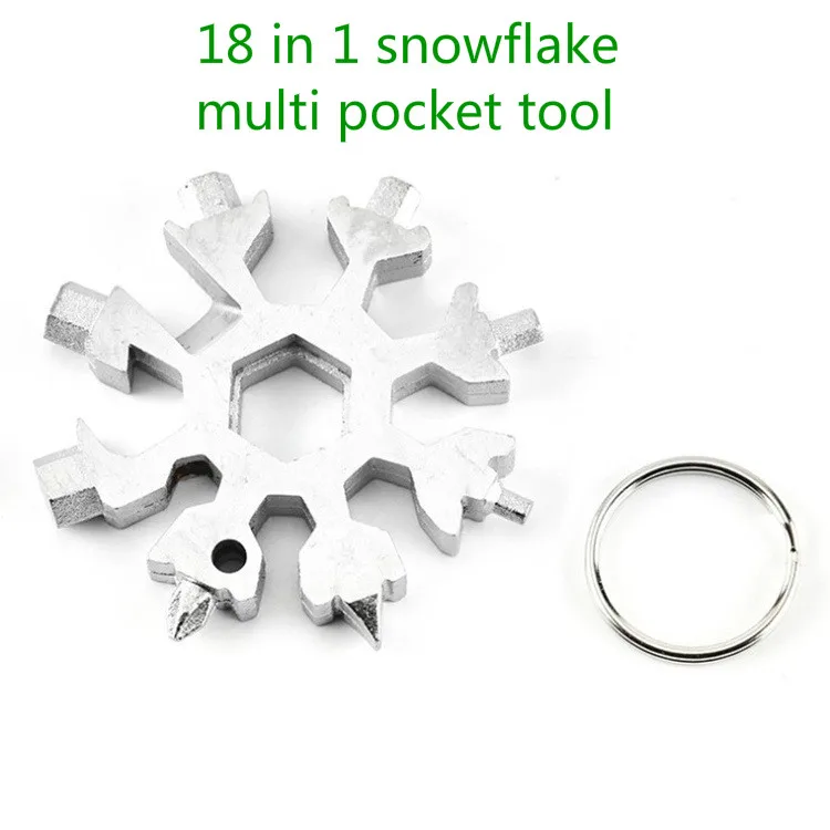 

Portable 18 In 1 Multifunction Mini Tool Snowflake Multi Pocket Tool Keyring Key Ring Spanner Hex Wrench Camp Survive Outdoor