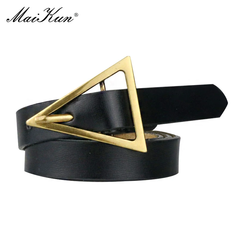 Maikun New Genuine Leather Thin Belt Vintage Triangle Buckle Net Red Women's Trousers Fashion All-Match Decorative Waistband waist belts for dresses