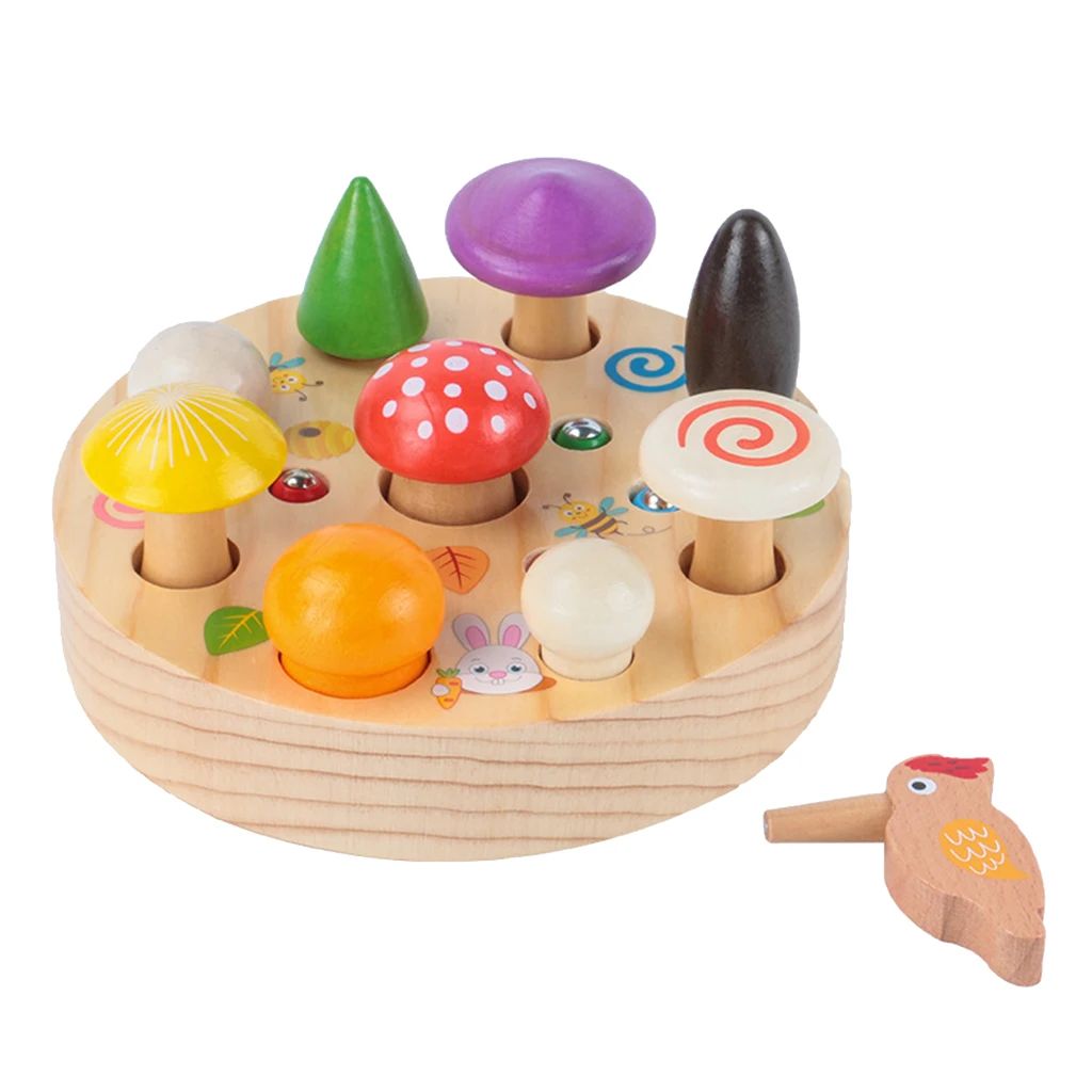 Wooden Woodpecker Catching Worms Game Montessori Baby Kids Educational Toys